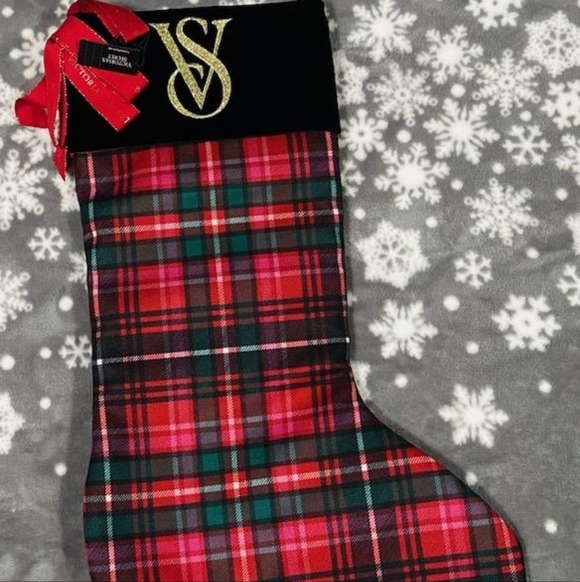 Victoria's Secret Red and Black Plaid Stocking - Picture 2 of 3